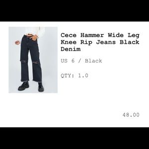 Princess Polly Black Wide Leg Jeans